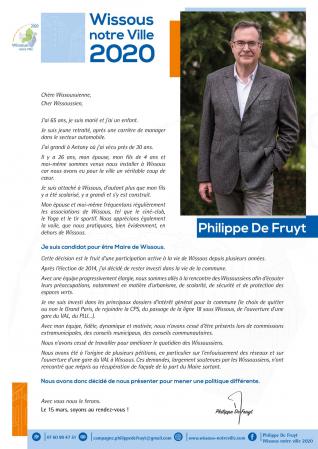 Tract : candidature Philippe De Fruyt